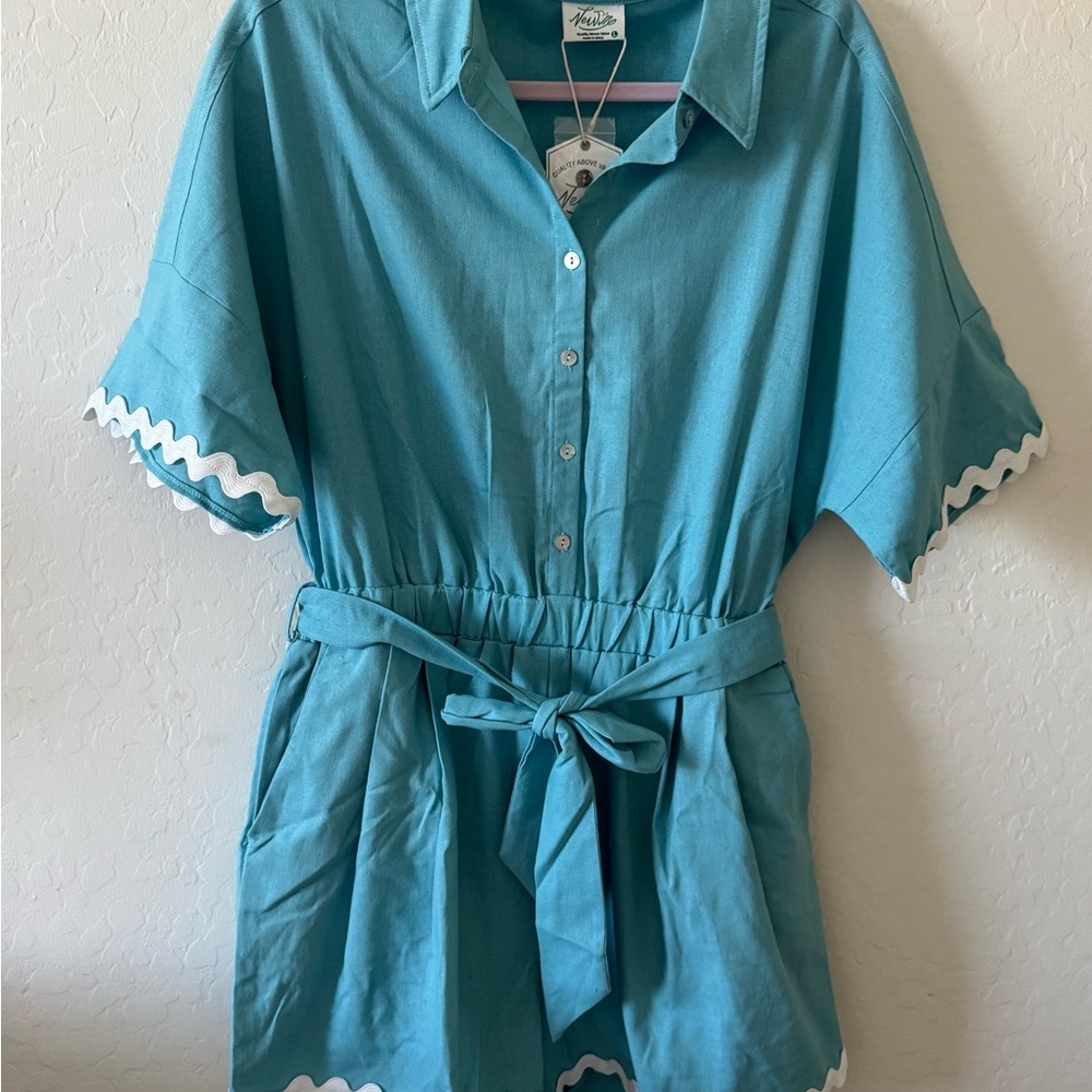 Very J Turquoise Button-Up Top